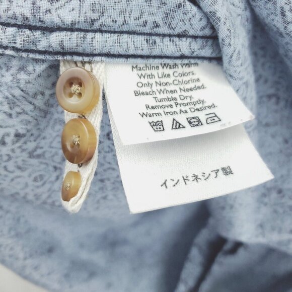 Eddie Bauer Shirt Mens XL Black Blue Geometric Linen Short Sleeve Button-Up - Picture 6 of 9